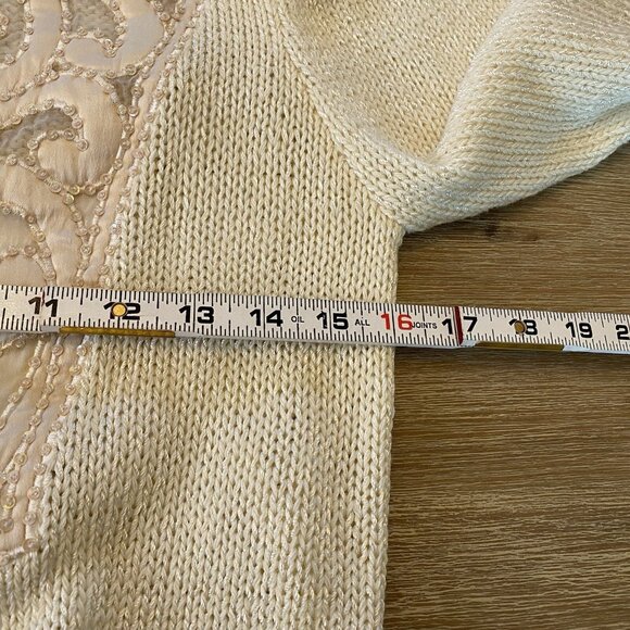 Vintage Nannell Sweater Women's Ivory S Beaded Sequins Hand Knit Dynasty 80's - Picture 13 of 14